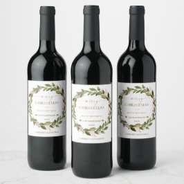 Rótulo De Garrafa De Cerveja Natal circular da Folhagem Verde dos Berries