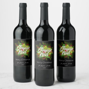 Rótulo De Garrafa De Cerveja Natal de Azevinho Verde em Aquarela