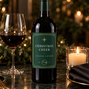 Rótulo De Garrafa De Cerveja Natal de Gravata Preta Esmeralda Verde & Dourado M