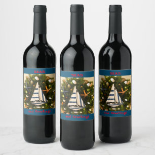 Rótulo De Garrafa De Cerveja Natal do Mar Tropical e Saudações
