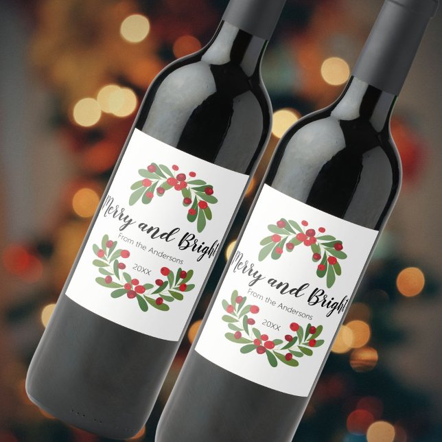 Rótulo De Garrafa De Cerveja Natal em Família com Musgo de Natal Alegre e Brilh (Criador carregado)