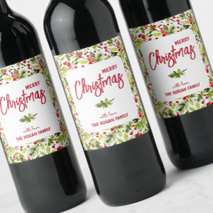 Rótulo De Garrafa De Cerveja Natal Greenery Berries Feriado