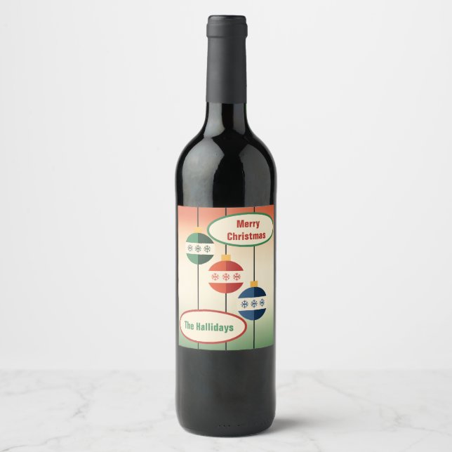 Rótulo De Garrafa De Cerveja Natal Moderno de Meados do Século (Frente)