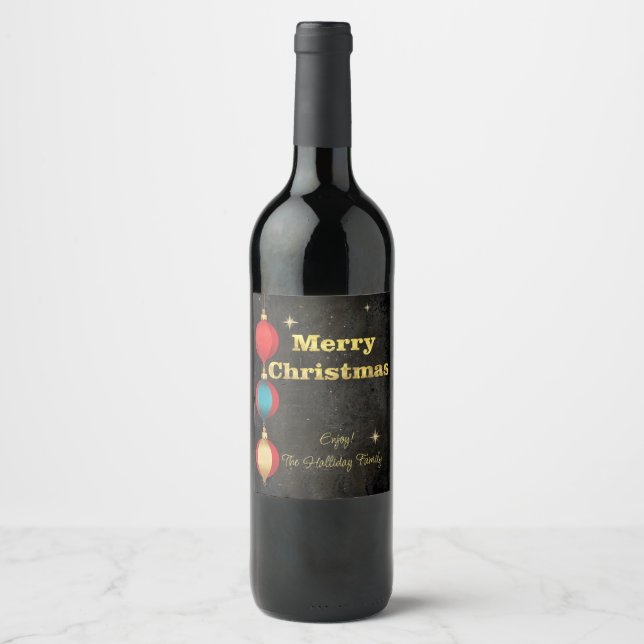 Rótulo De Garrafa De Cerveja Natal Noturno Estrelado (Frente)