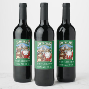 Rótulo De Garrafa De Cerveja Natal Papai Noel & Kickin' Reindeer Neva