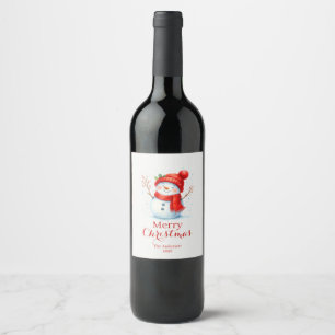 Rótulo De Garrafa De Cerveja Natal Personalizado Feliz Homem de Neve Ano Person