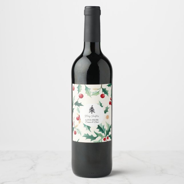 Rótulo De Garrafa De Cerveja Natal Preto e flor (Frente)