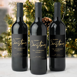 Rótulo De Garrafa De Cerveja Natal Preto Moderno do Luxury