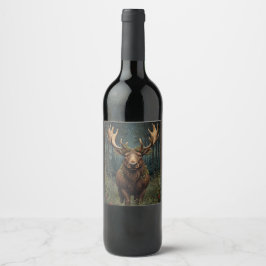 Rótulo De Garrafa De Cerveja Natal rústico alce veado boho floresta florestal