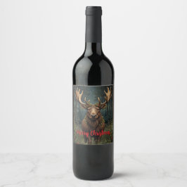Rótulo De Garrafa De Cerveja Natal rústico alce veado boho floresta florestal