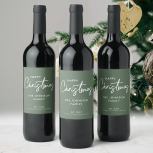 Rótulo De Garrafa De Cerveja Natal Verde Moderno