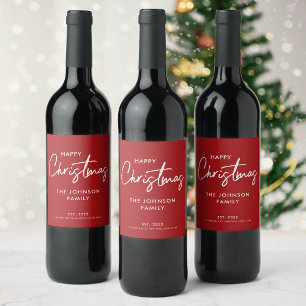 Rótulo De Garrafa De Cerveja Natal Vermelho Moderno