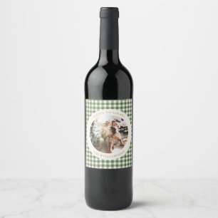 Rótulo De Garrafa De Cerveja Natalina Foto Personalizada Xadrez Moderno Verde G