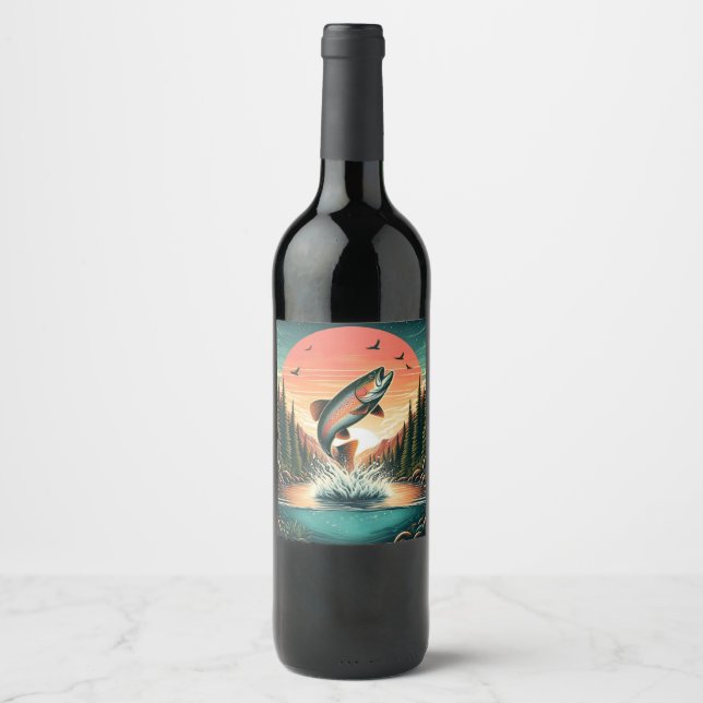 Rótulo De Garrafa De Cerveja Natureza da truta-espumante (Frente)