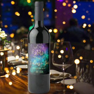 Rótulo De Garrafa De Cerveja Nebulosa Espacial Céu Celestial Nebula Dourada Cas