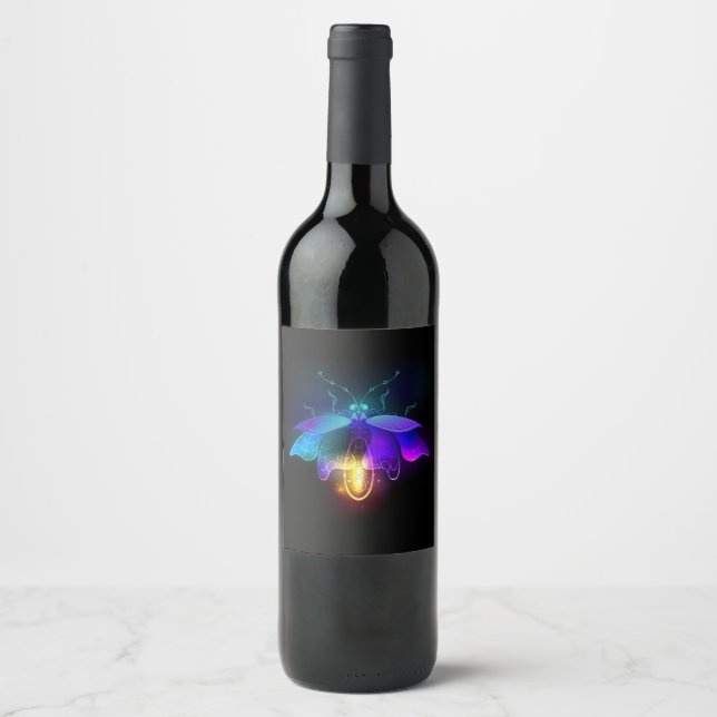 Rótulo De Garrafa De Cerveja Neon Firefly a preto (Frente)