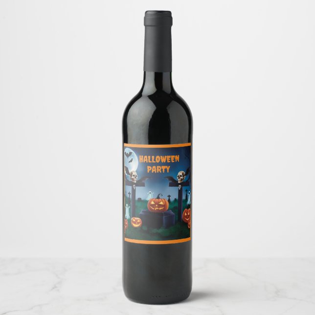 Rótulo De Garrafa De Cerveja "Noite de Terras no Cemitério Assombrado" (Frente)