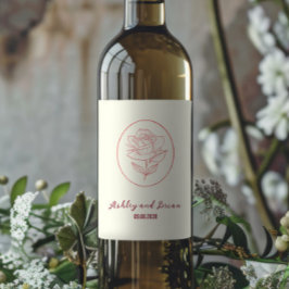 Rótulo De Garrafa De Cerveja Noiva Floral Clássica do Jardim de Família Rosa