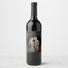 Rótulo De Garrafa De Cerveja Noiva & Noivo Clássico Real