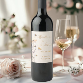 Rótulo De Garrafa De Cerveja Noiva para ser floral silvestre marfim chá de noiv
