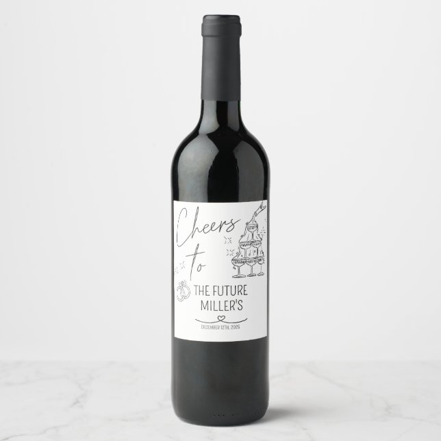 Rótulo De Garrafa De Cerveja Noivado, Saúde, Moderno, casamento (Frente)
