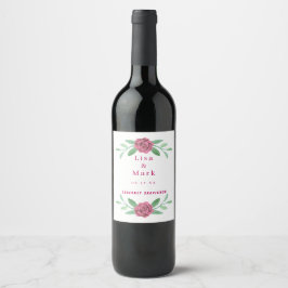Rótulo De Garrafa De Cerveja Noivas de Folhagens e Flora Rosa