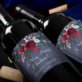 Rótulo De Garrafa De Cerveja Nome da família de celeiro de marinho floral verme