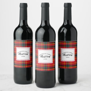 Rótulo De Garrafa De Cerveja Nome da Família de Xadrezes de Natal Tartan Ano