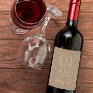 Rótulo De Garrafa De Cerveja Nome da família do monograma Elegante modelo