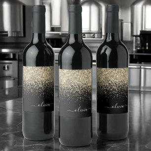 Rótulo De Garrafa De Cerveja Nome da Rapariga do Monograma do Script Glitter Pr