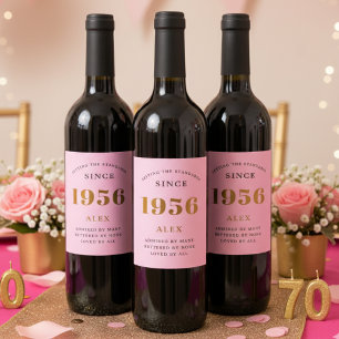 Rótulo De Garrafa De Cerveja Nome de Aniversário de 70 1956 Chic Elegante Doura