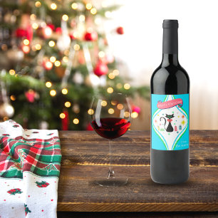 Rótulo De Garrafa De Cerveja Nome de gato siamês retrô Natal feliz