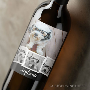 Rótulo De Garrafa De Cerveja Nome do Script de Colagem de Fotos 4 na Moda Preto