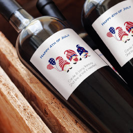 Rótulo De Garrafa De Cerveja Nome, Gnomos Engraçados Cute 4 de julho Vermelho A