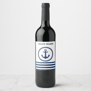 Rótulo De Garrafa De Cerveja Nome Náutico Do Barco, Marinho Azul De Âncora, S