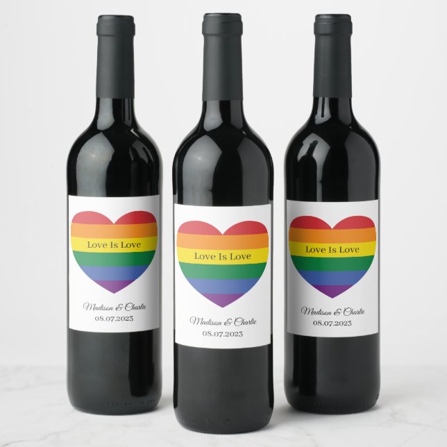 Rótulo De Garrafa De Cerveja Nome Personalizado Coração do Arco-Íris (Garrafas)