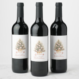 Rótulo De Garrafa De Cerveja Nome Personalizado da Árvore de Natal Merry-Pink E