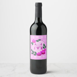 Rótulo De Garrafa De Cerveja Nome personalizado da vintagem floral rosa, cor-de