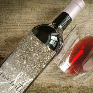 Rótulo De Garrafa De Cerveja Nome Personalizado do Glitter Glitter Dourado Mode