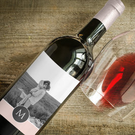 Rótulo De Garrafa De Cerveja Nome personalizado e foto minimalista cor-de-rosa 