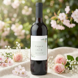 Rótulo De Garrafa De Cerveja Nomes de casamento com verde rosa suave