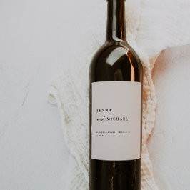 Rótulo De Garrafa De Cerveja Nomes de Casamento de Script Beige Legant