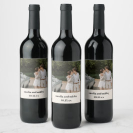 Rótulo De Garrafa De Cerveja Nomes do Casal de Fotos de Noiva em Ivory Retro em