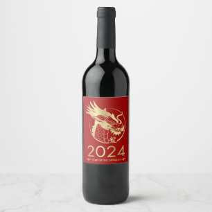 Rótulo De Garrafa De Cerveja Novo ano chinês do Dragão 2024