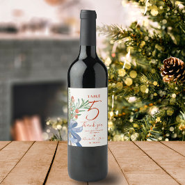 Rótulo De Garrafa De Cerveja Número da Mesa de Casamento de Natal Rustic Red Be