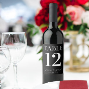 Rótulo De Garrafa De Cerveja Número de Mesa Preto e Branco Moderno e Elegante