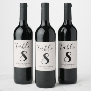 Rótulo De Garrafa De Cerveja Números de Tabela Elegante Chic Branco Preto