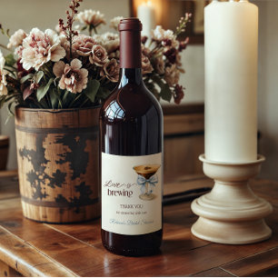 Rótulo De Garrafa De Cerveja O Amor Está Cozinhando Blue Bow Coffee Chá de Noiv