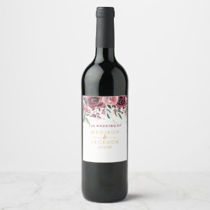 Rótulo De Garrafa De Cerveja O chique cora listras das flores & monograma