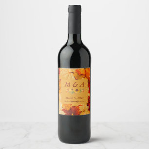 Rótulo De Garrafa De Cerveja O Elegante Red Dourado Outono Deixa Casamento